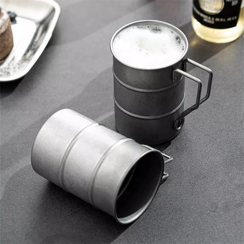 Stainless Steel Outdoor Camping Mug Retro Style