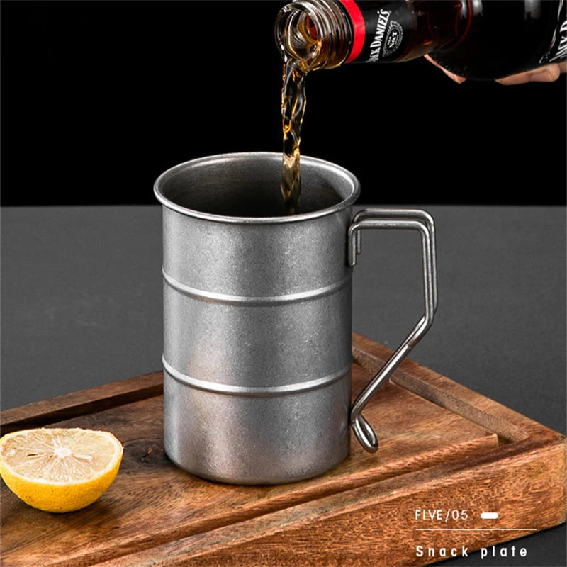 Stainless Steel Outdoor Camping Mug Retro Style